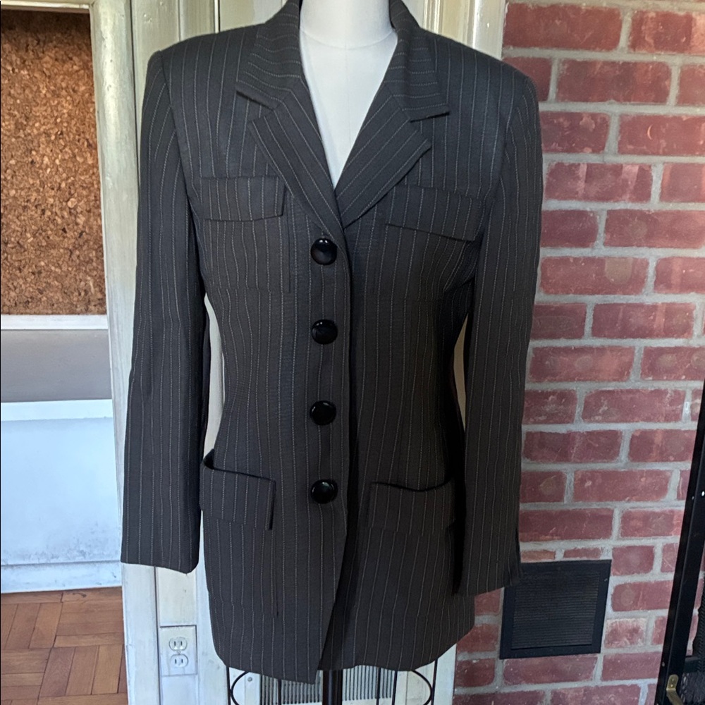 Dior Gray Pinstripe Blazer SIZE 10 VINTAGE